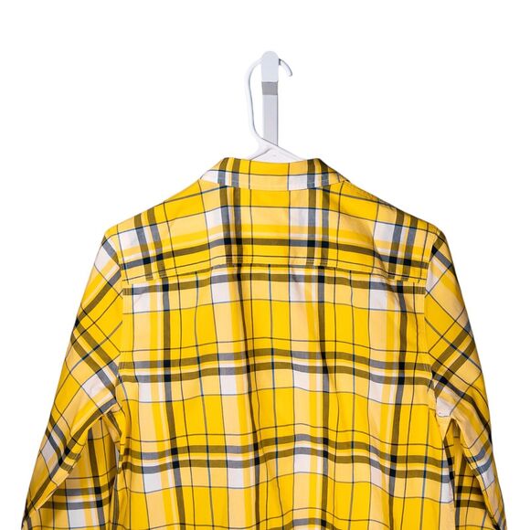 Ralph Lauren Women's Shirt Yellow Blue Plaid Check Logo Preppy Button Up Top PM - Picture 8 of 10